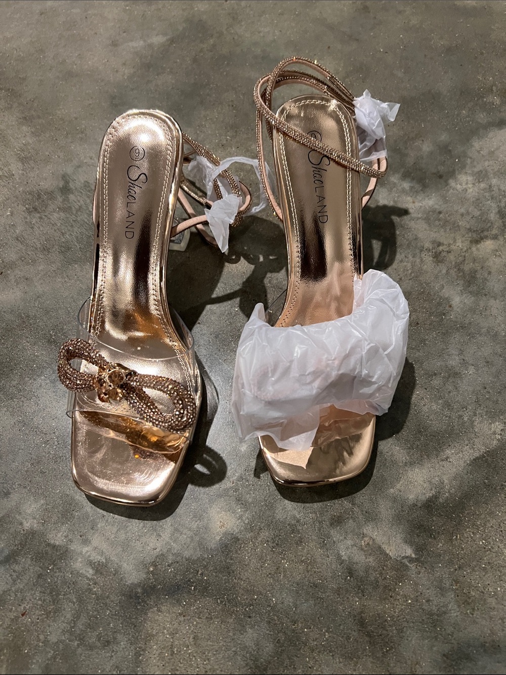 Brand New Clear Rose Gold heels